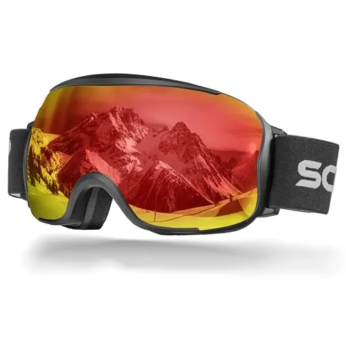 SCHNORR Skibrille Kryos Rot S2 | Sphärisch, Anti-Fog, Full REVO, UV400 Skibrille Männer, Ski Brille Frauen, Snowboardbrille, schlechtes Wetter, Schibrille, Skiing Goggles