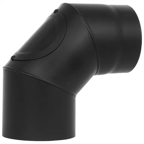 Rohrbogen 90° m. Tür Schwarz Ø 120 mm Rauchrohr Bogen Winkel Knie Rohr Ofenrohr