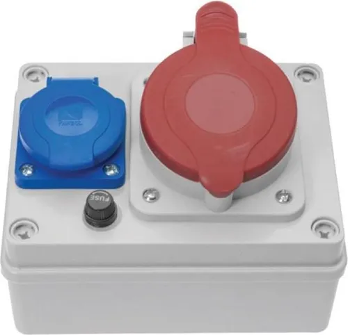 CEE Kombi Steckdose 32A 5-polig IP44 B.1090-S - Steckdosen & Zubehör, wetterfeste Wandsteckdose mit Schutzart IP44 für zuverlässige Stromversorgung im Außenbereich.