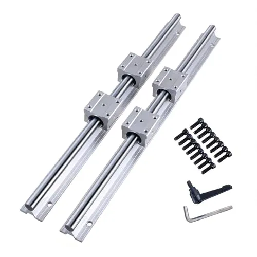 Produktbild GooEquip Linearführung SBR16 1000mm 2 x Linearschienen und 4 x Lagerblöcke, Linearschienenlänge 1000 mm Linearschienen für Maschinen und automatisierte Geräte (SBR16-1000)
