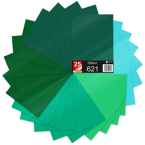 25er Set DIN A4 Bögen Grün 30x21cm ORACAL 621 Glanz Folie Auto Plotter