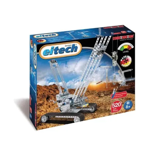 Eitech 00018 Metallbaukasten - Raupenkran/Baukran - Bauklötze & Bausteine, über 520 Teile zum Bau von 3 Modellen, inklusive Werkzeug und Anleitung, fördert Kreativität und motorische Fähigkeiten, Made in Germany