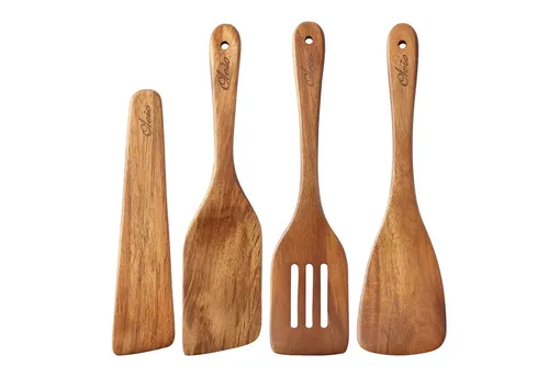 Oleio 4-teiliges Profi-Küchenhelfer-Set aus Akazienholz - Praktisches Küchenutensilien-Set aus hochwertigem Akazienholz für stilvolles Kochen. Ideal zum Wenden und Servieren, schont Ihr Kochgeschirr und bringt natürliche Eleganz in Ihre Küche.