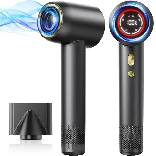 Ionen Haartrockner mit LED Display, GLAM 1600W Föhn Hair Dryer mit 4 Temperatur- & 2 Windstufen, Schnelltrocknend, Haarschonend, Anti-Frizz, Leiser Profi Fön für Damen & Herren inkl. Stylingdüse