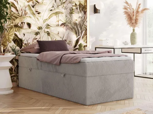 MKS MEBLE Boxspringbett 90x200 ZERO - Polsterbett mit Bettkasten und 7-Zonen-Taschenfederkern - Kompaktes Boxspringbett 90x200 cm mit minimalistischen Design und hochwertiger 7-Zonen-Taschenfederkernmatratze. Flexibler Bettkasten für praktischen Stauraum, ideal für kleine Räume und Gästezimmer.