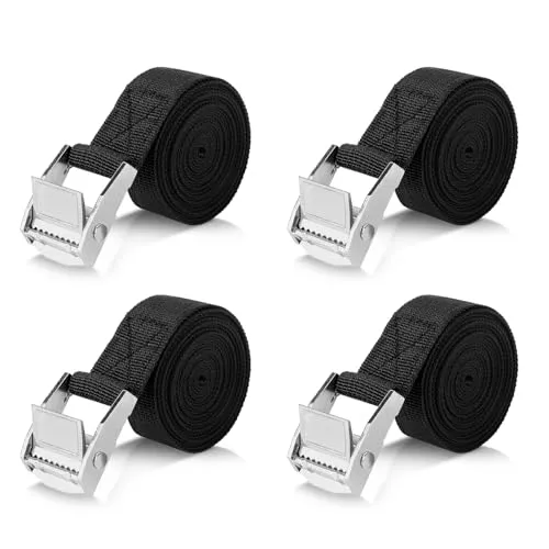 Romon Spanngurte 3M, 4 Stück Zurrgurt Kurz 25MM Breit, Spanngurte mit Klemmschloss, Befestigungsriemen Belastbar bis 250kg, Spanngurt für Fahrrad, Motorrad, Sackkarr, Lastwagenk