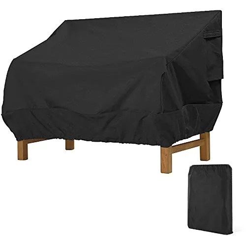 Donken Gartenbank Abdeckung 3 Sitzer, Bank Schutzhülle Winddicht Abdeckplane Oxford Abdeckhaube UV-Beständiges Sitzbankhülle für Bank Gartenmöbel Gartensofa (Schwarz, 193 x 83 x 84 cm)