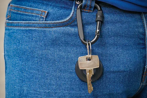 BGS-85795 Karabinerhaken D-Form mit Schraubsicherung in blau von BGS technic