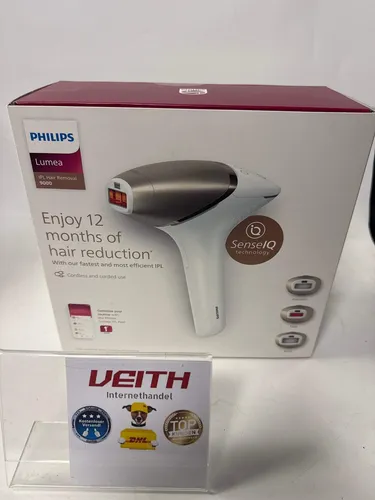 Philips IPL-Haarentferner Lumea S9000 BRI955/00 - IPL-Gerät mit 450.000 Lichtimpulsen, 3 Aufsätzen für Körper, Gesicht und Präzision, kabellos für maximale Flexibilität und Hautschutz durch integrierte Sensoren.