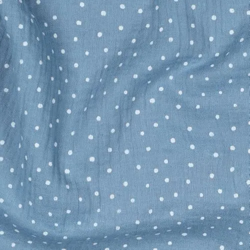 MAGAM-Stoffe Paul Musselin Mulltuch Kinder Baumwollstoff Oeko-Tex Meterware 50cm (Pünktchen helleres blau)