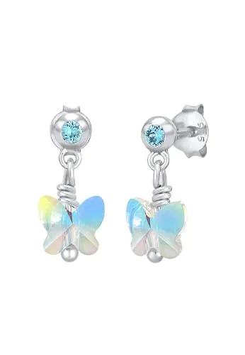 Elli Paar Ohrstecker Kinder Schmetterling Kristall 925 Silber - Ohrstecker für Kinder, bezaubernde Schmetterlinge aus Kristall, ideal als Geschenk für kleine Mädchen und ein strahlender Hingucker.