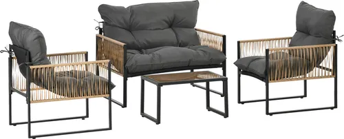 Gartenmöbel-Set 4-teilig mit Sofa und Stühlen