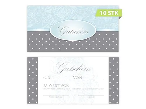 Geschenkgutscheine DIN lang plus (21 x 10,5 cm) Design Motiv Ornament. Blanko Gutscheine zum Ausfüllen Gutschein Geschenk Karte für Massage Wellness Kosmetik Nagelstudio Spa Beauty 10