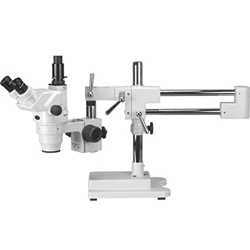 AmScope ZM-4TW3 Ultimativer Trinokulares-Stereo-Zoom-Mikroskop auf 3D-Boom-Ständer, 2X-225X, Weiß