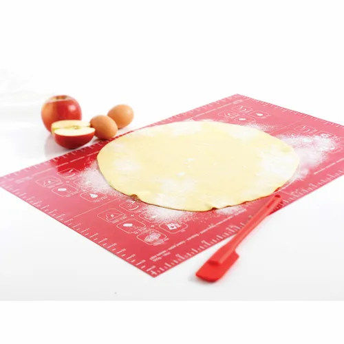 Mastrad Silikon-Backmatte - Antihaftbeschichtung und praktische Beschriftung - Backbleche mit hitzeresistenter Silikon- und Fiberglas-Beschichtung, ideal für präzises Backen von Pizzen und Kuchen, waschmaschinengeeignet und platzsparend aufrollbar.