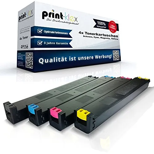 4X Print-Klex Tonerkartuschen kompatibel für Sharp MX 2300 MX2300 N MX 2700 MX2700 N MX-27GTBA MX-27GTCA MX-27GTMA MX-27GTYA Black Cyan Magenta Yellow Sparset KCMY - Eco Plus Serie