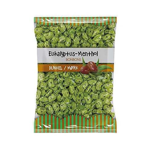 EUKA MENTHOL Eukalyptus Bonbons dunkel, ca. 150 Eukalyptus Drops, 1er Pack (1 x 1000 g)