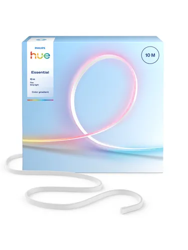 Hue Essential 10-Meter-LED-Flex-Lightstrip, RGBIC – Flexible Innenbeleuchtung für jeden Anlass - ENTDECKEN SIE DIE WELT DER SMARTEN BELEUCHTUNG – Der 10-Meter-LED-Flex-Lightstrip bietet unzählige Farbvariationen und kreative Gestaltungsmöglichkeiten für Ihr Zuhause. Einfache Installation und Steuerung über App oder Sprachassistenten.