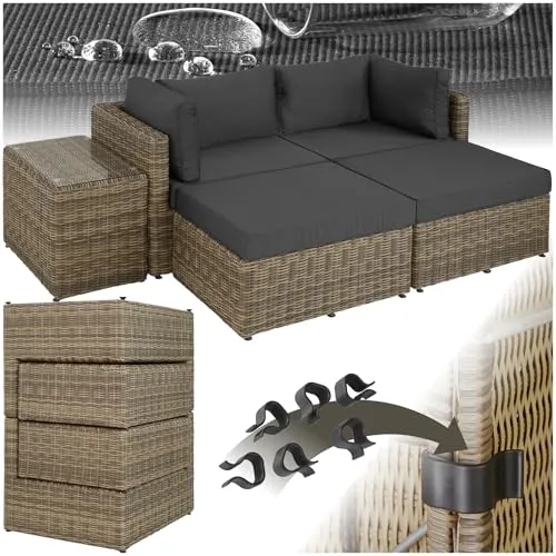 tectake® Rattan Lounge mit Aluminiumgestell - Gartenmöbel für ultimativen Komfort im Freien, wetterfest und UV-beständig, ideal für entspannte Stunden im Garten.