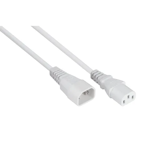 SK1430-W020 - Kaltgeräteverlängerung C14 auf C13 Stecker, weiß,...