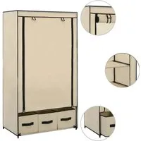 vidaXL Kleiderschrank mit 3 Schubladen - Kleiderschrank aus robustem Vliesstoff, faltbar und platzsparend, ideal für Schlafzimmer oder Kinderzimmer, schützt Ihre Kleidung vor Staub.