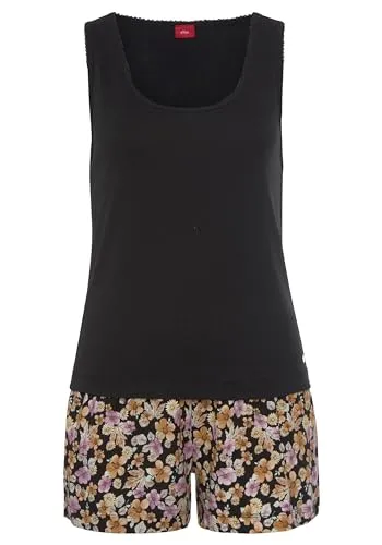 Lascana Damen Shorty - Schlafanzug für Damen mit Blumenmuster, bestehend aus einem bequemen Tanktop und weit geschnittenen Shorts aus Viskosemischung für ein angenehmes Tragegefühl.