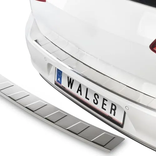 WALSER Auto-Fußmatten PF Ladekantenschutz 4TRA SHI für SKODA KAROQ - Automatten mit Edelstahl Ladekantenschutz, schützt Ihre Stoßstange vor Kratzern und verleiht Ihrem Fahrzeug eine stilvolle Note. Einfache Montage mit 3M-Klebeband.
