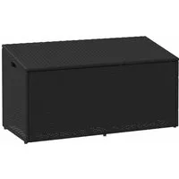 vidaXL Garten-Auflagenbox Schwarz 110x50x58 cm - Hochwertige Aufbewahrungsbox aus PE-Rattan, ideal für die ordentliche Lagerung von Kissen und Gartenbedarf. Langlebig, wetterfest und mit praktischer Gasfeder für sicheren Zugang.