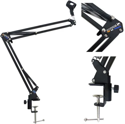 KEEPDRUM NB35 Mikrofonstativ - Mikrofonständer mit 360° Schwenkarm, ideal für präzise Positionierung und stabilen Halt durch 4 Zugfedern, inklusive Mikrofonklammer und Reduziergewinde.