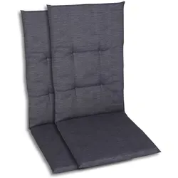 GO-DE Hochlehner Sesselauflage 2er Set - grau, 118 cm x 48 cm - Gartenmöbelauflagen für höchsten Komfort: Diese 5 cm dicke Sesselauflage mit Gummihalteband sorgt für perfekten Sitz und stilvolles Design in Ihrem Außenbereich.