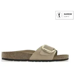 Birkenstock Madrid Big Buckle 1024009 - Elegante Pantolette in Sandcastle - Pantoletten mit anatomisch geformtem Naturkork-Fußbett und großer Schnalle für hohen Tragekomfort. Ideal für modebewusste Füße!