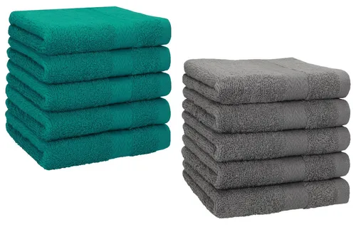 Betz Seiftuch 10 Stück Seiftücher Premium Farbe smaragdgrün/anthrazit, Baumwolle (Set, 10-St), Seiflappen, dunkle Farben separat waschen