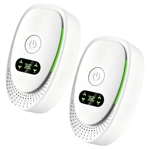 2er Pack Mini Luftreiniger Plug-In, 40 Millionen Negative Ionen Ionisator, Geruchsentferner für Rauch Haustiere Schuhe, Leise Filterlos 20dB, für Schlafzimmer Küche Büro Bad Weiß