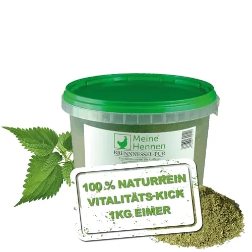 MeineHennen Brennnessel PUR 1kg Eimer Einzelfuttermittel für Hühner & Wachteln