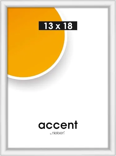 accent by nielsen Bilderrahmen, 13 x 18 cm, Kunststoff, Weiß, Fotorahmen zum Auftstellen und Aufhängen im Hoch- & Querformat, Echtglas, Colorado Uni