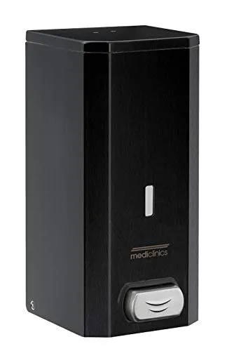 ALL CARE 13150 Mediclinics DJ0031B Seifenspender - Wandmontierbarer Seifenspender aus Edelstahl in Schwarz, mit Drucktaste und Füllstandsanzeige - ideal für Hygiene in öffentlichen Toiletten.