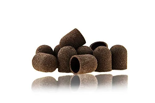 PROFICO 10 Stück Schleifhülsen Schleifbänder Schleifkappen 120 Körnung Mittel Schleifkappe Schleifband Nagelfräser Aufsatz für Nageldesign Schleifkappen 13mm Nagelpflege Nagelkunst für Maniküre