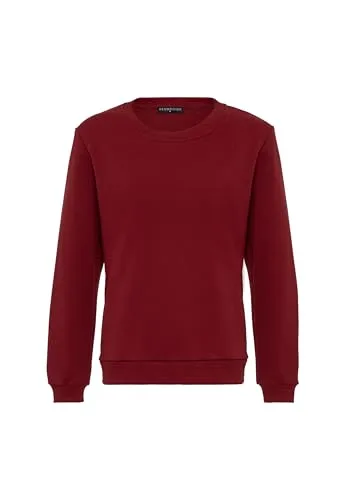 Redbridge Basic Sweatshirt Klassischer Pullover mit Rundhalsausschnitt Lässiger Stil Bordeaux L