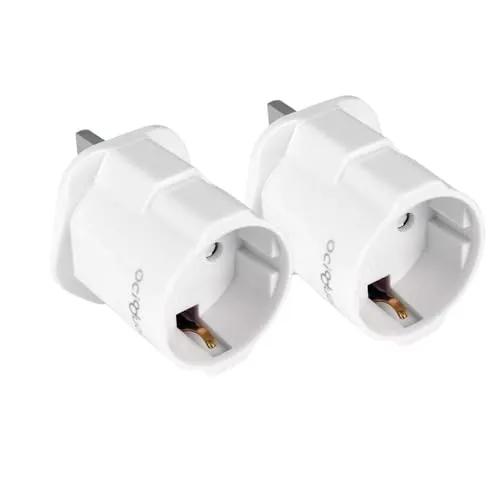OcioDual 2X Steckdosenadapter England, Reiseadapter Typ G, Adapter England Deutschland Stecker, UK Adapter Auf EU, Reiseadapter UK, Europaischer zu UK Stecker, 2-Pin zu 3-Pin, Weiß