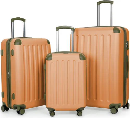 HAUPTSTADTKOFFER - Spree - Kofferset Hartschalen-Koffer Reisekoffer mit Rollen und Erweiterung 3-teiliges Set, TSA, 4 Rollen, Trolleys S M & L,Marille