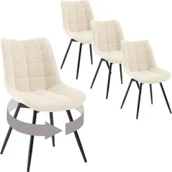 Woltu Esszimmerstuhl Set (4 St) - Beige, Samt & Metallbeine - Stühle, gepolstert mit atmungsaktivem Samt, 360° drehbar und bis 150 kg belastbar - ideal für stilvolle Esszimmer.