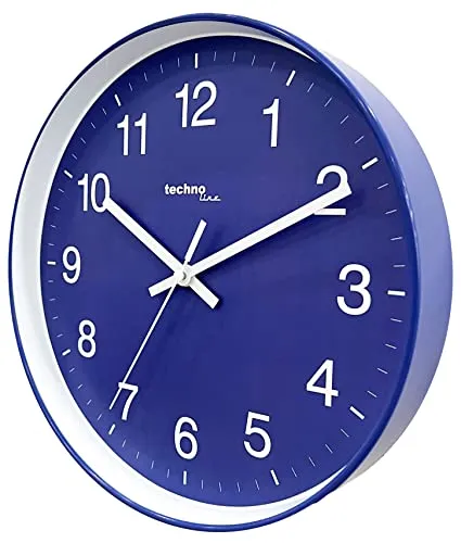 Technoline WT7520 analoge Wanduhr OHNE Ticken, Quarz, blau, 25cm