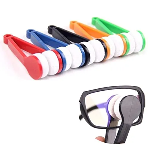 1x Brillenreiniger in Zangenform | Brillenputzer Set [auch als Schlüsselänhänger tragbar] | Lesebrille, Sonnenbrille Reinigung | Reinigungsblöcke aus Microfaser | Brillenputztuch | Handyreiniger