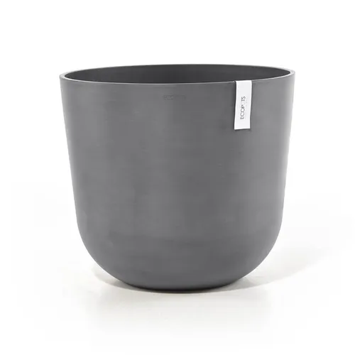 Ecopots Oslo 55 Blumentopf - L 55 cm x H 48,5 cm - Grau für Innen- und Außenbereich - Kompakter Blumentopf mit intelligentem Entwässerungssystem, ideal für Wohnzimmer und Terrassen. Hergestellt aus langlebigem, recyceltem Material, vereint Stil und Funktionalität.