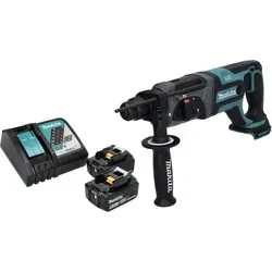 Makita DHR 241 RT Akku Bohrhammer 18 V - Akkubohrhammer mit 2x 5 Ah Lithium-Ionen-Akkus, ideal für kabelloses Arbeiten und vielseitige Anwendungen im Bau und Renovierung.