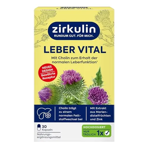 Zirkulin Leber Vital, 30 Kapseln, mit Cholin, Mariendistelfruchtextr.&Zink, ovp