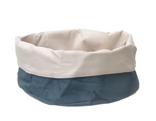 HENDI Brottaschen, rund, strapazierfähig, Brotkorb, Brotmulde, Brotkörbchen, Brötchenkorb, ø250x(H) 160mm, Baumwolle, dunkelblau/grau