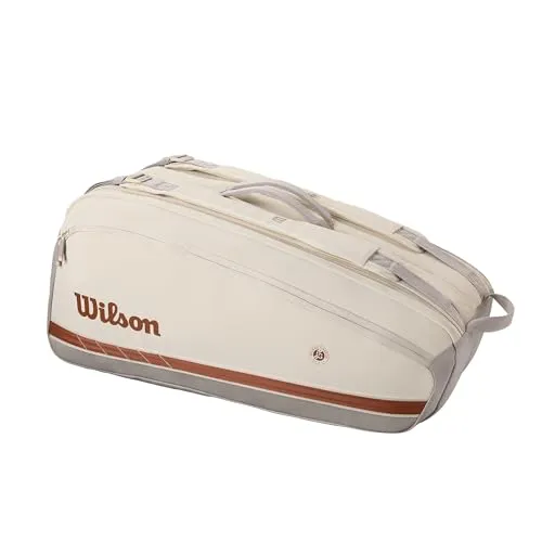 Wilson Super Tour Roland Garros 9er Schlägertasche - Tennisschläger Tasche für bis zu 9 Schläger, mit stylischem Roland Garros Design und optimalem Schutz für Ihre Ausrüstung.