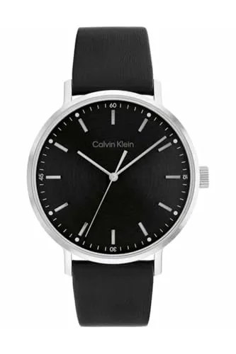 Calvin Klein MODERN MESH Herren Analog Quarzuhr - Elegante Armbanduhr mit schwarzem Lederarmband und wasserabweisend bis 3 bar, perfekt für stilbewusste Männer.