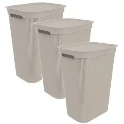 ROTHO Wäschekorb Brisen 2er-Set 50l mit Deckel in beige von Rotho